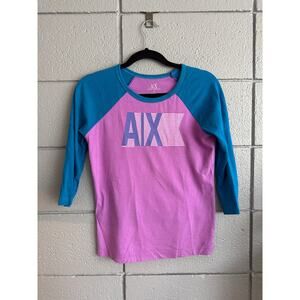 Vintage Women's Y2K Armani Exchange Baby Baseball Tee size S Made in USA
